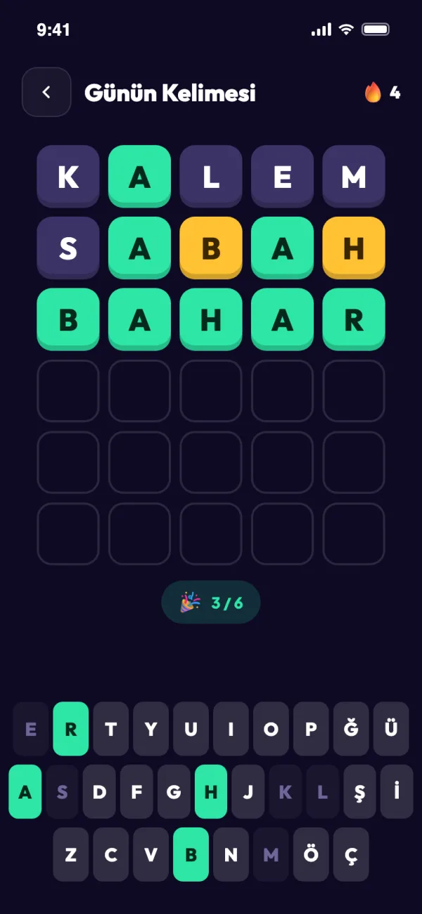 QuizBU: Günün Kelimesi: 5 harfli kelime oyunu
